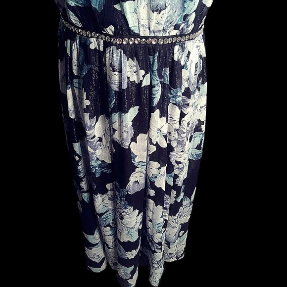 Party Dress, Floral Gown, Evening Dress, Embellished Gown, Size 14W Dress, Maxi - Picture 4 of 12